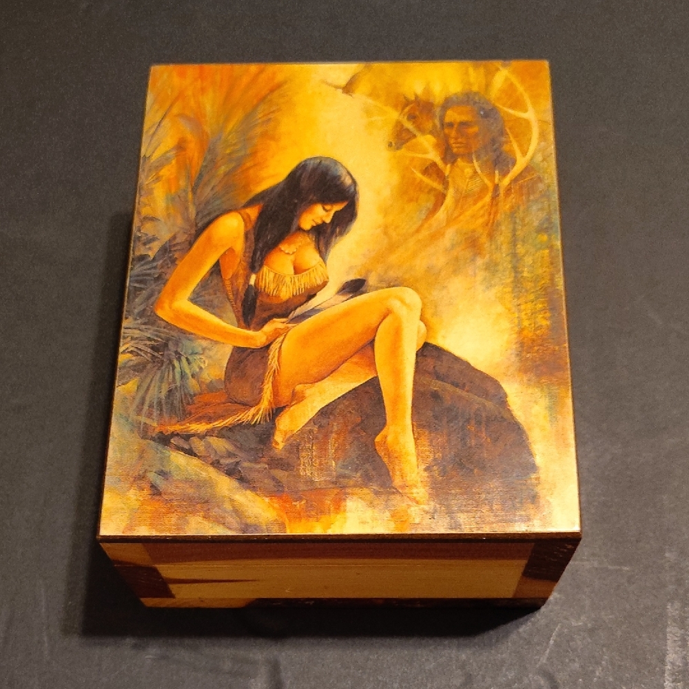 Decorative Wooden Box with Native American Design